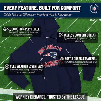 NFL Gameday Hoodie - Officially Licensed Football Hooded Sweatshirt - Cotton Blend Fleece - Men Women Adult